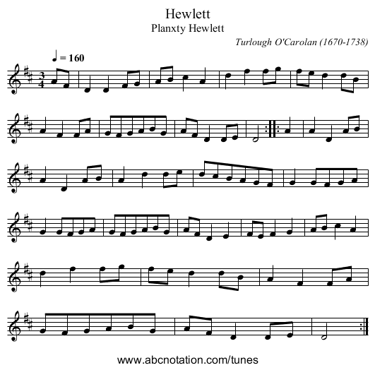 Hewlett - staff notation