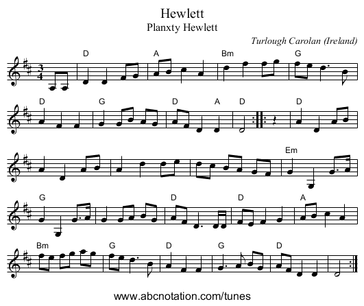 Hewlett - staff notation