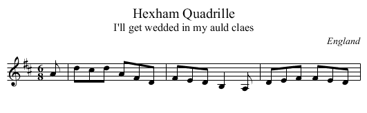 Hexham Quadrille - staff notation