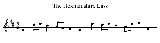 Hexhamshire Lass, The - staff notation