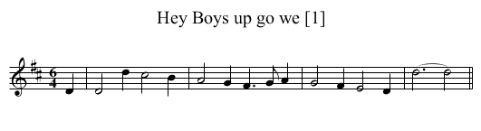 Hey Boys up go we [1] - staff notation
