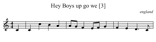Hey Boys up go we [3] - staff notation