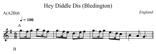 Hey Diddle Dis (Bledington) - staff notation