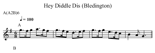 Hey Diddle Dis (Bledington) - staff notation