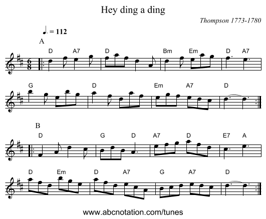 Hey ding a ding - staff notation
