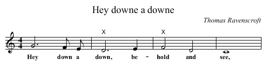 Hey downe a downe - staff notation