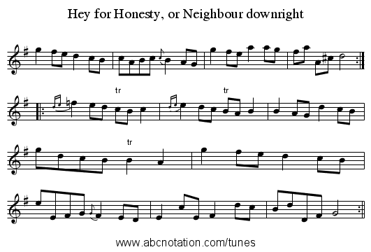 Hey for Honesty, or Neighbour downright - staff notation