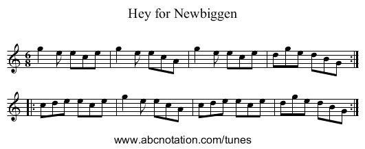 Hey for Newbiggen - staff notation