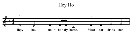 Hey Ho - staff notation