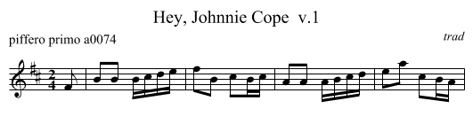 Hey, Johnnie Cope  v.1 - staff notation