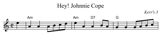 Hey! Johnnie Cope - staff notation