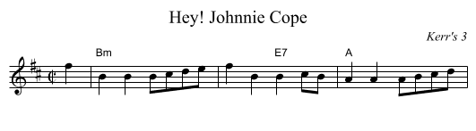 Hey! Johnnie Cope - staff notation