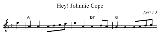 Hey! Johnnie Cope - staff notation
