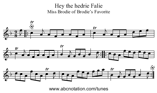 Hey the hedrie Falie - staff notation