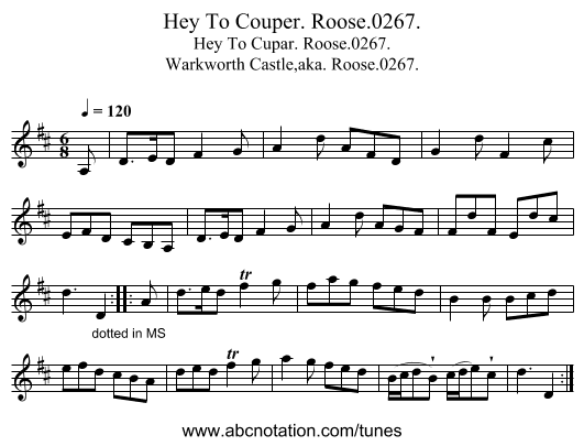 Hey To Couper. Roose.0267. - staff notation