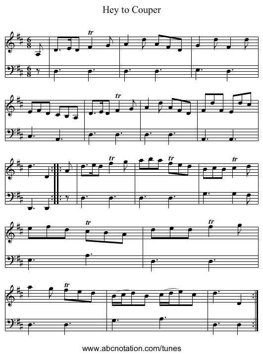Hey to Couper - staff notation