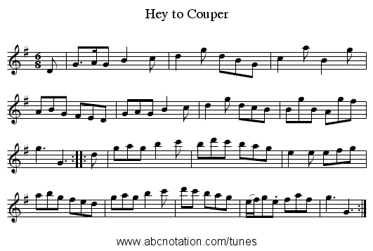 Hey to Couper - staff notation