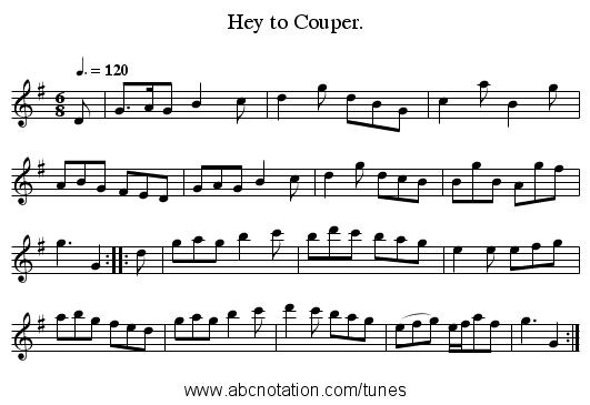 Hey to Couper. - staff notation