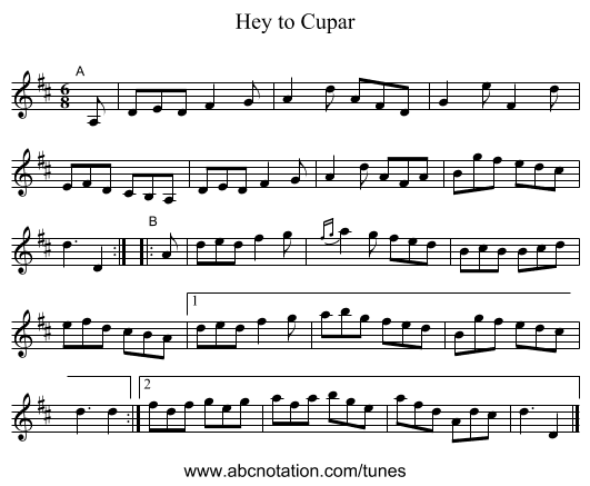Hey to Cupar - staff notation