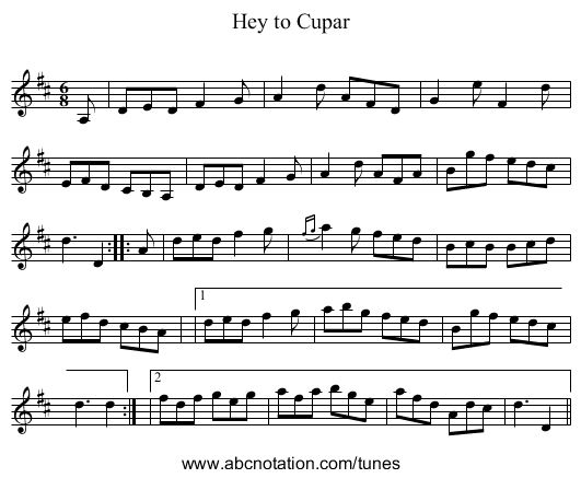 Hey to Cupar - staff notation