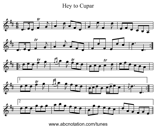 Hey to Cupar - staff notation