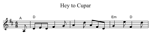 Hey to Cupar - staff notation