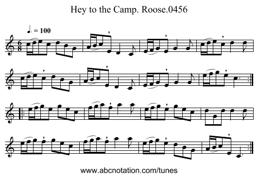 Hey to the Camp. Roose.0456 - staff notation