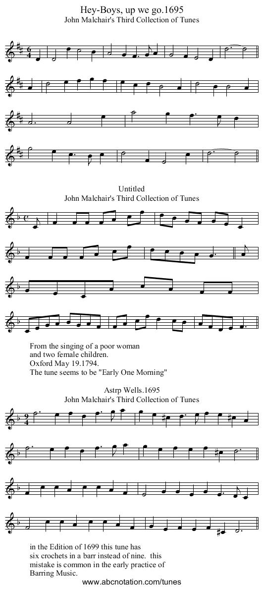 Hey-Boys, up we go.1695 - staff notation