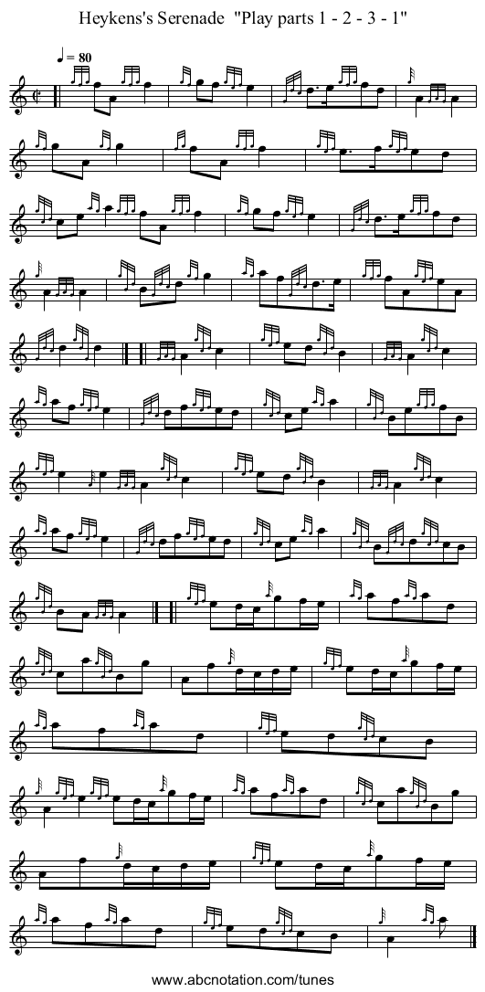 Heykens's Serenade Play parts 1 - 2 - 3 - 1 - staff notation