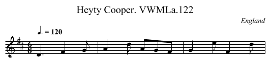 Heyty Cooper. VWMLa.122 - staff notation