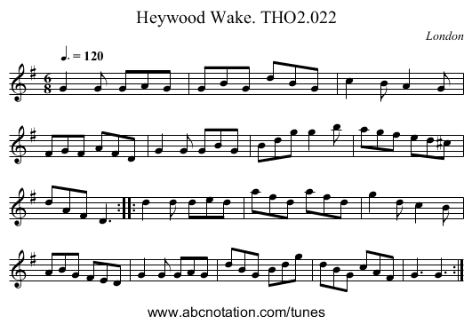 Heywood Wake. THO2.022 - staff notation