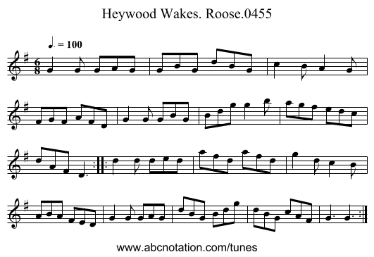 Heywood Wakes. Roose.0455 - staff notation