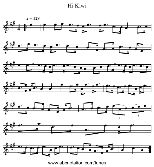 Hi Kiwi - staff notation