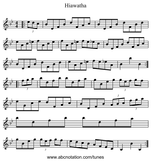 Hiawatha - staff notation