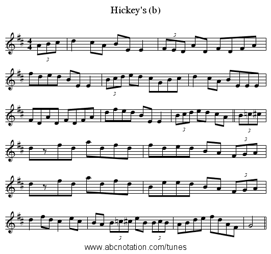 Hickey's (b) - staff notation