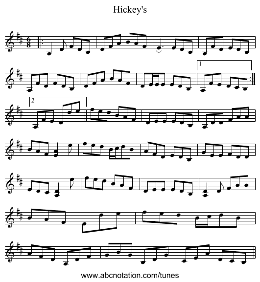 Hickey's - staff notation