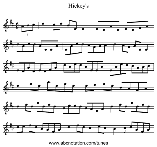 Hickey's - staff notation