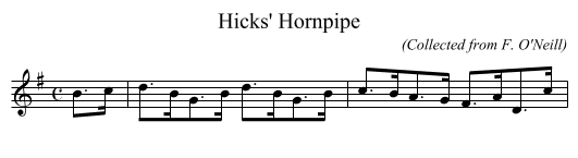 Hicks' Hornpipe - staff notation