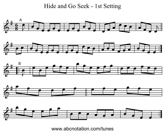 Hide and Go Seek - 1st Setting - staff notation