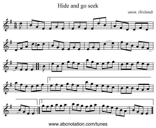 Hide and go seek - staff notation