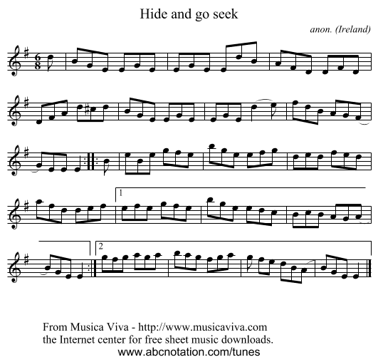 Hide and go seek - staff notation