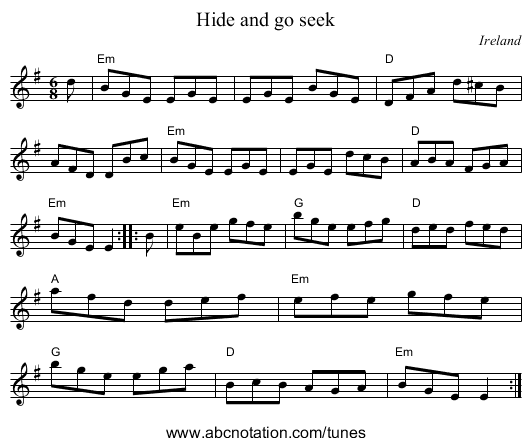 Hide and go seek - staff notation