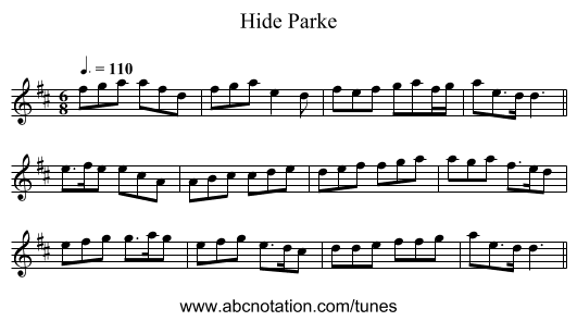 Hide Parke - staff notation