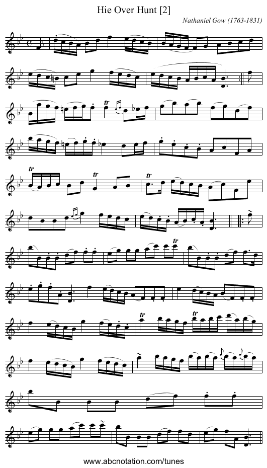 Hie Over Hunt [2] - staff notation