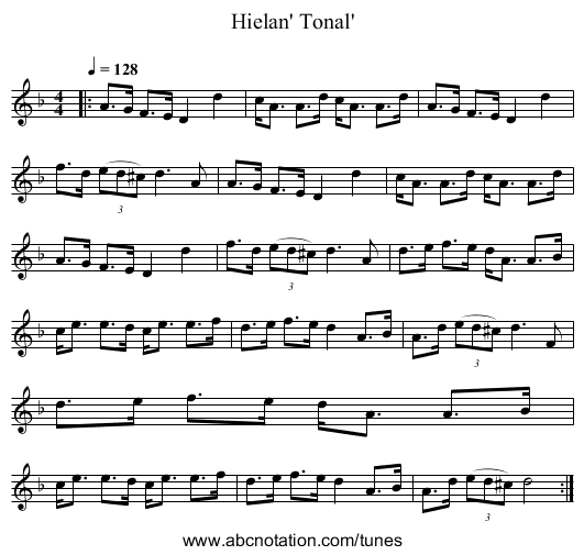 Hielan' Tonal' - staff notation