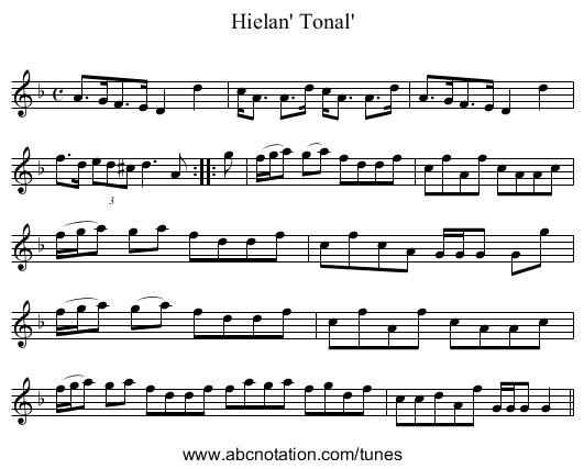 Hielan' Tonal' - staff notation