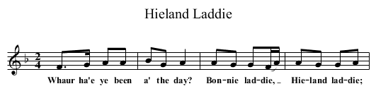 Hieland Laddie - staff notation