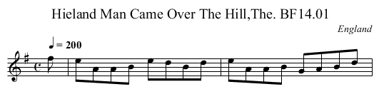 Hieland Man Came Over The Hill,The. BF14.01 - staff notation