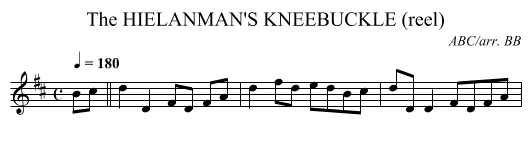 HIELANMAN'S KNEEBUCKLE (reel), The - staff notation