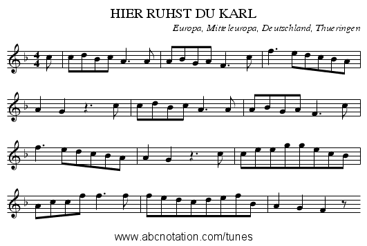 HIER RUHST DU KARL - staff notation